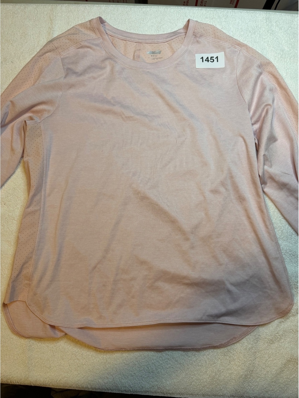 Avia Long Sleeve Lightweight Athletic Shirt W/ Thumb Holes - Light Pink - #1451